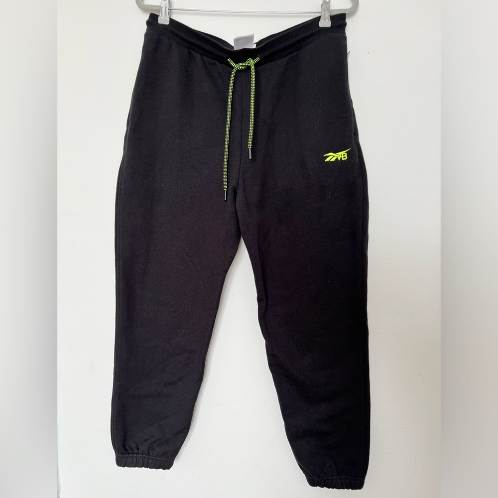 Reebok & Victoria Beckham Black Joggers with Neon Green Accents